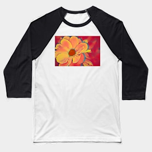 Yellow Flower On Red Modern Art Baseball T-Shirt